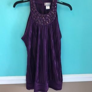Purple Beaded Blouson Top L/XL